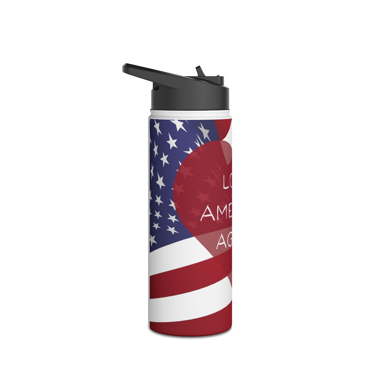 Love America Again Stainless Steel Water Bottle, Standard Lid, 18oz or 32oz