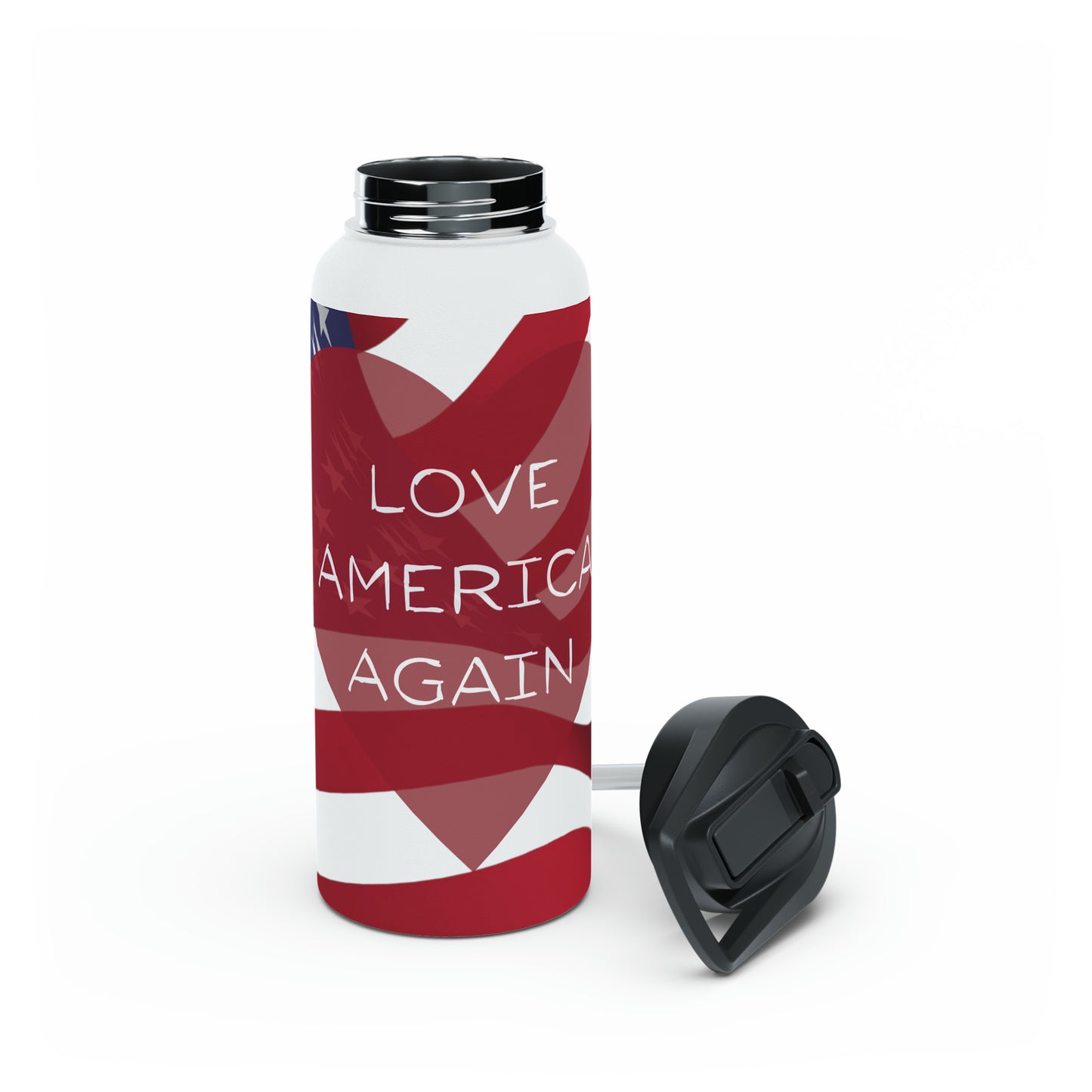 Love America Again Stainless Steel Water Bottle, Standard Lid, 18oz or 32oz