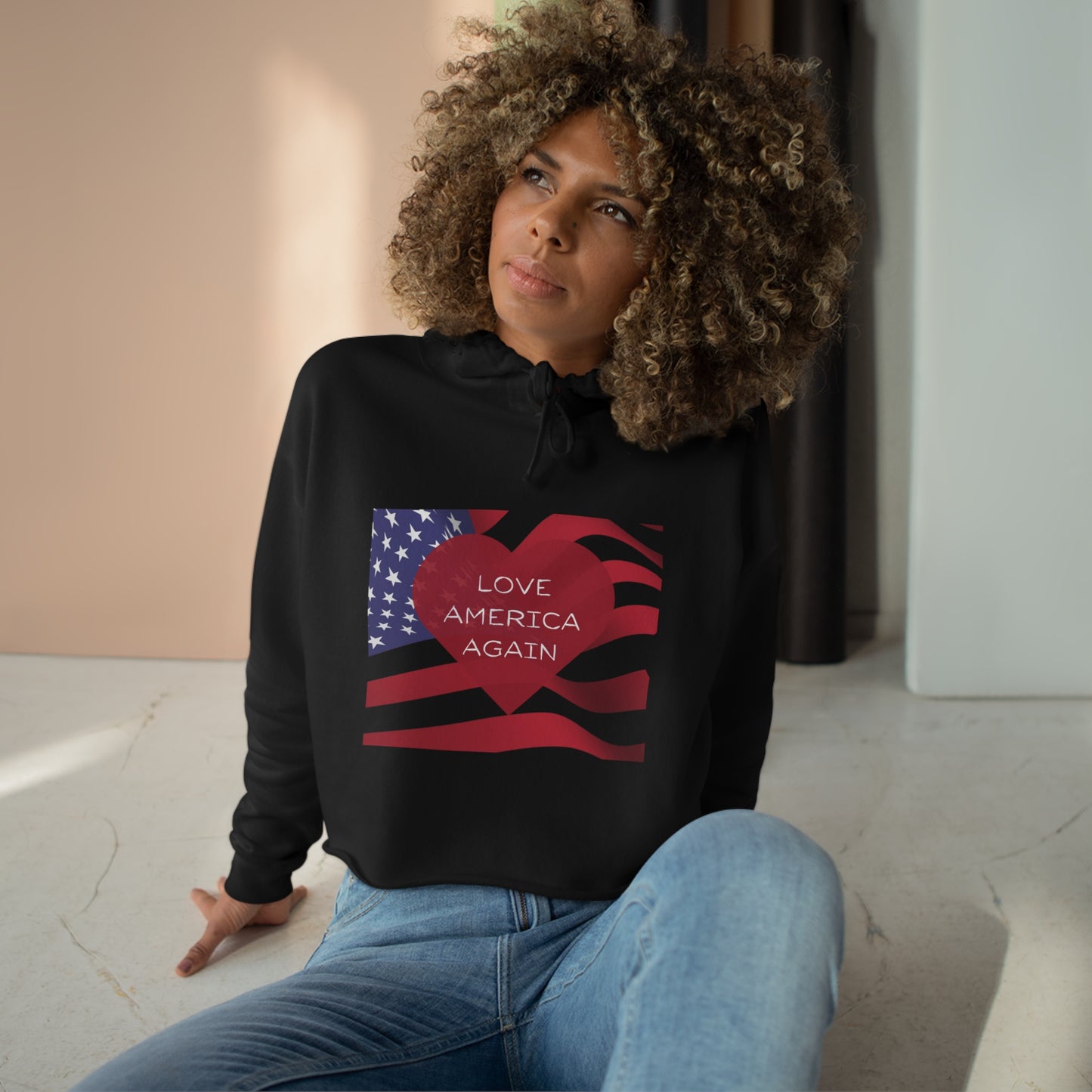 Love America Again Crop Hoodie