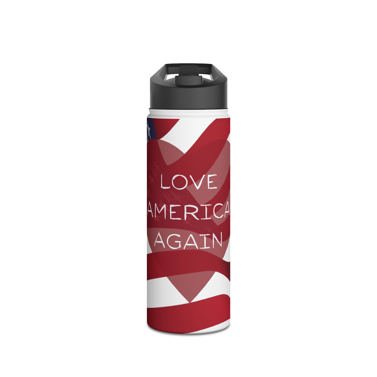 Love America Again Stainless Steel Water Bottle, Standard Lid, 18oz or 32oz