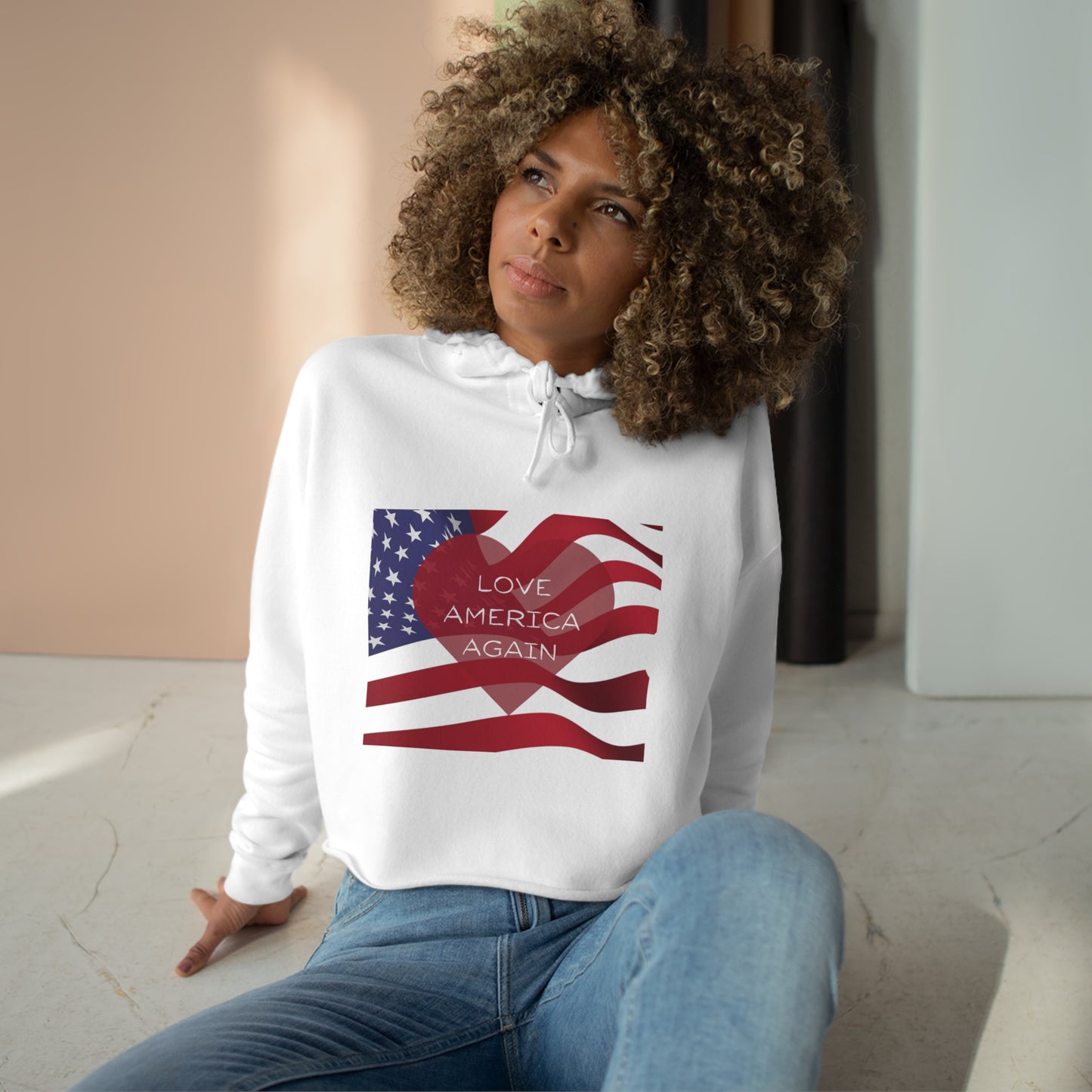 Love America Again Crop Hoodie