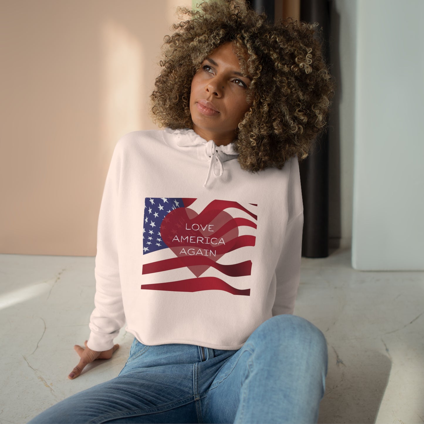 Love America Again Crop Hoodie