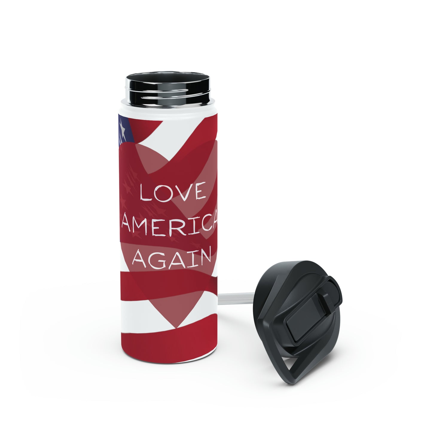 Love America Again Stainless Steel Water Bottle, Standard Lid, 18oz or 32oz